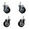 Service Caster 4'' Black Poly Wheel Swivel 7/16'' Grip Ring Stem Caster Set 2 Brakes, 4PK SCC-GR20S414-PPUB-BLK-TLB-716138-2S2 - alternate 1